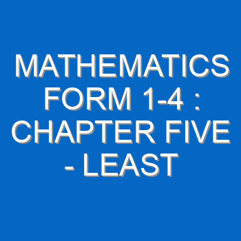Mathematics Form 1 4 Chapter Five Least Common Multiple 110