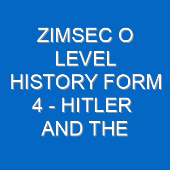 Zimsec O Level History Form 4 Hitler And The Third Reich 5221