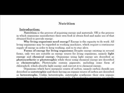 Biology As Levelform Five Notes Nutrition