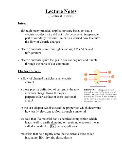 Physics A Levelform Six Notes Current Electricity