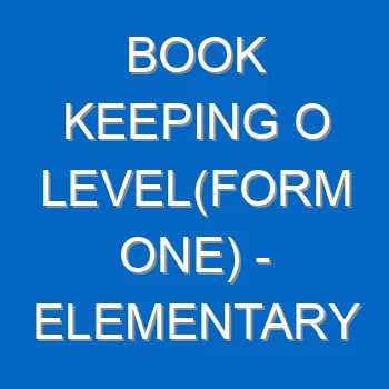 Book Keeping O Levelform One Elementary Balance Sheet 5164