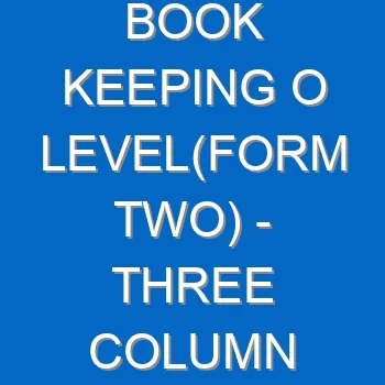 Book Keeping O Levelform Two Three Column Cash Book 5177