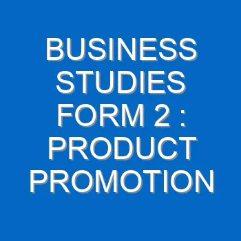 Business Studies Form 2 Product Promotion 4527