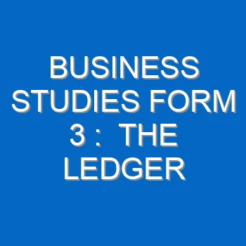 Business Studies Form 3 The Ledger 626