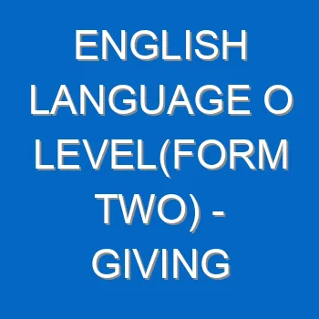 English Language O Levelform Two Giving Descriptions 5002