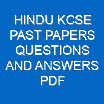 Hindu Kcse Past Papers Questions And Answers Pdf 3451