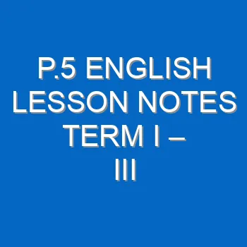 P 5 English Lesson Notes Term I Iii 5255