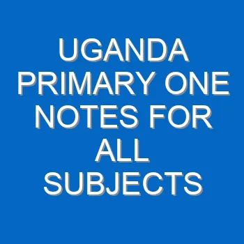 Uganda Primary One Notes For All Subjects 4546