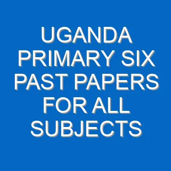 Uganda Primary Six Past Papers For All Subjects 779