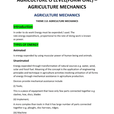 Agriculture O Levelform One Notes Soil And Its Agricultureral Utilization