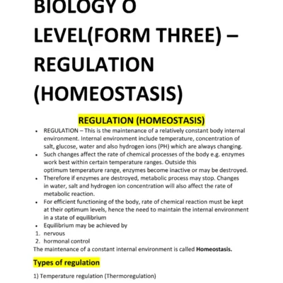 Biology O Levelform Three Notes Movement