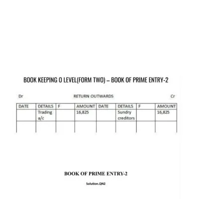 Book Keeping O Levelform Two Notes Book Of Prime Entry 2