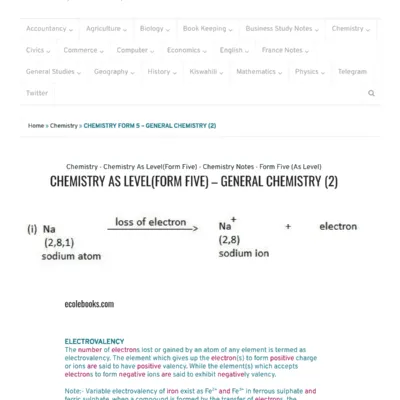 Chemistry As Levelform Five Notes General Chemistry 2