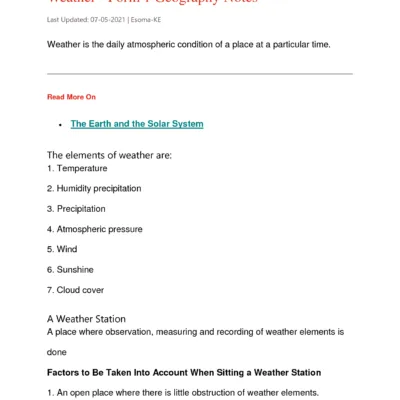 Geography O Levelform One Notes Weather