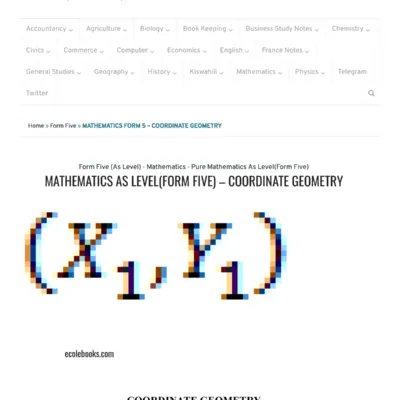 Mathematics As Levelform Five Notes Coordinate Geometry