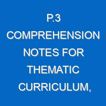 P 3 Literacy Ii Lesson Notes Term I