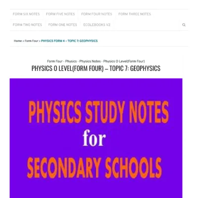 Physics O Levelform Four Notes Topic 7 Geophysics