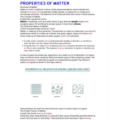 Physics O Levelform One Notes Topic 6 Structure And Properties Of Matter