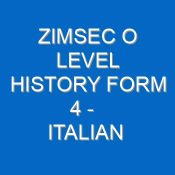 Zimsec O Level History Form 4 International Relations Between The Wars